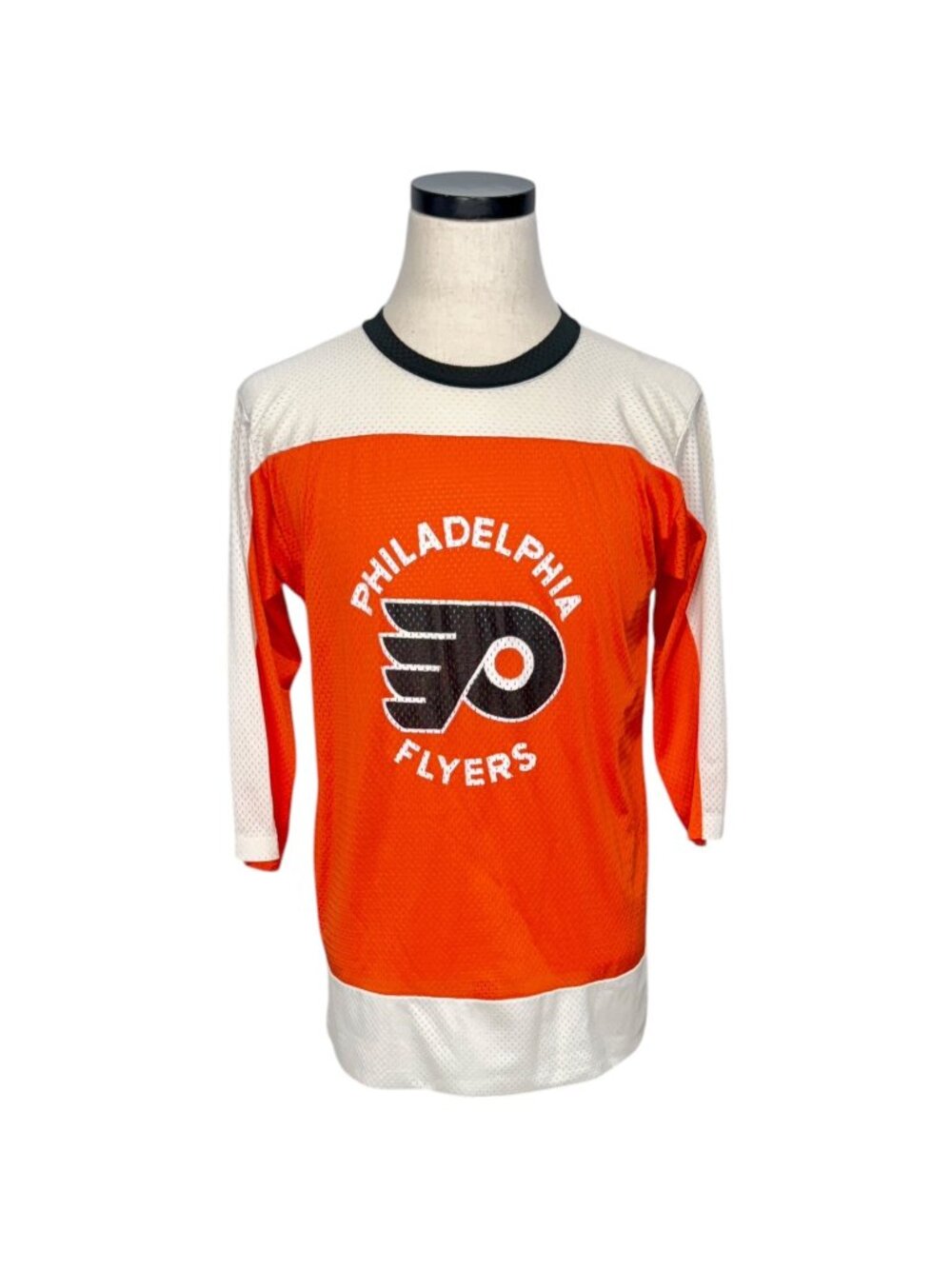 Philadelphia Flyers 70s Champion Youth Large Orange White Hockey Jersey Nylon